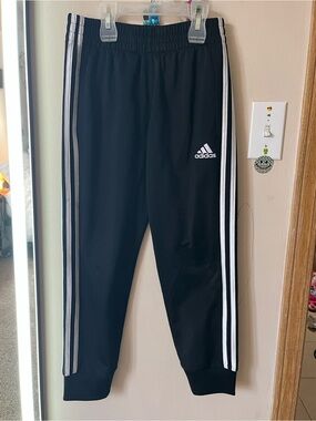 Boy’s Adidas size 8 Black Track Pants with White Stripe